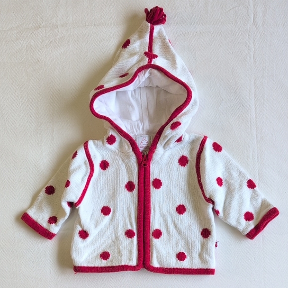 GAP Other - vintage babyGap dotted pixie hoodie zip-up knit cardigan sweater 0-3 months baby